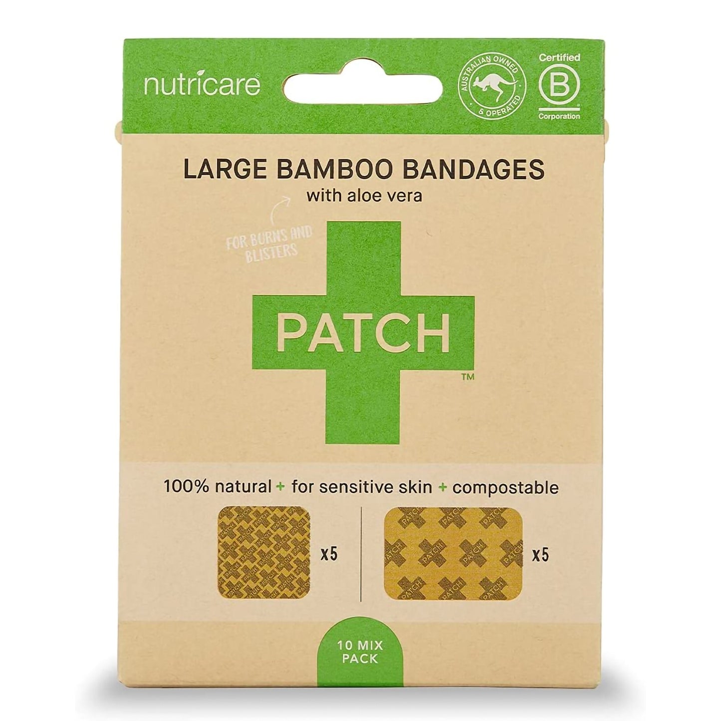 BANDAGE, ADH PATCH BAMBOO W/ALOE VERA LG (10/PK 5PK/BX)