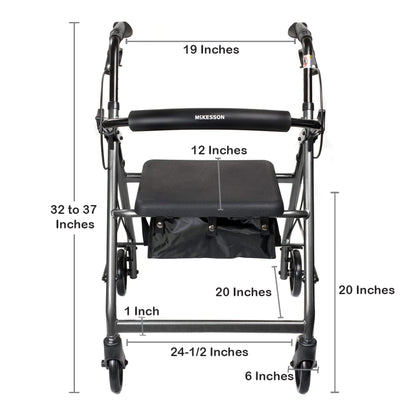 WALKER, ROLLATOR LTWT FOLDING ALUM W/6" WHLS SLVR 300LB