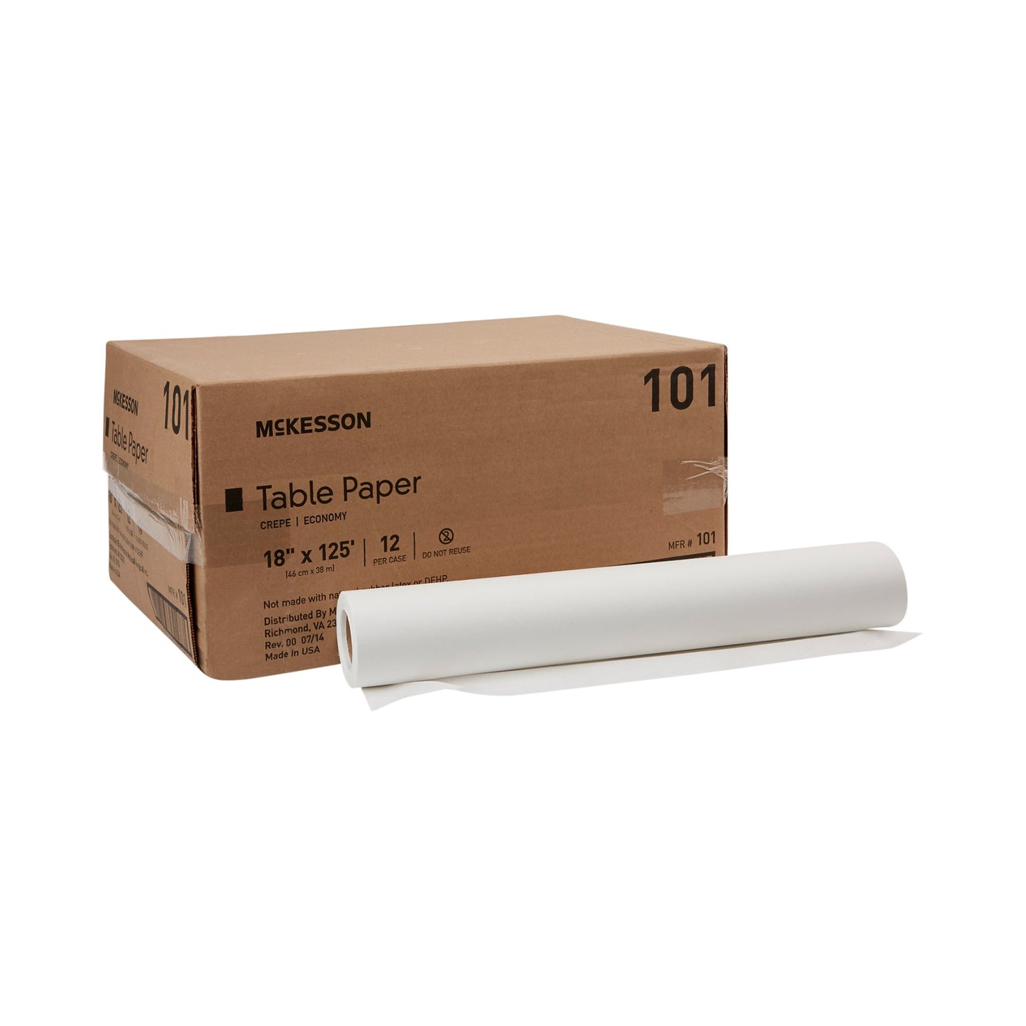 PAPER, TABLE CREPE ECON WHT 18"X125' (12RL/CS)