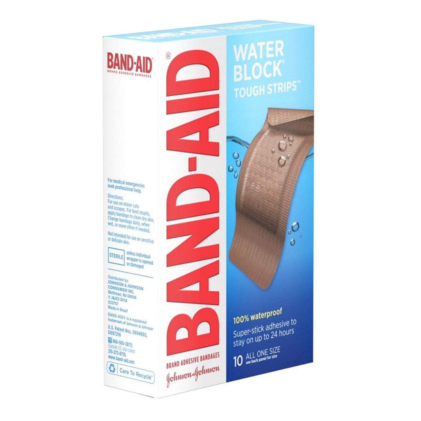 BANDAGE, ADH BAND-AID TOUGH STRIPS (10/BX)