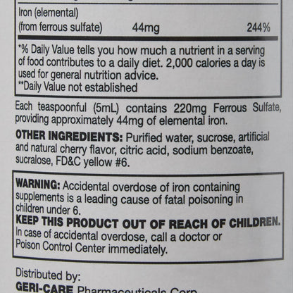 FERROUS SULFATE, LIQ 16OZ (12/CS)