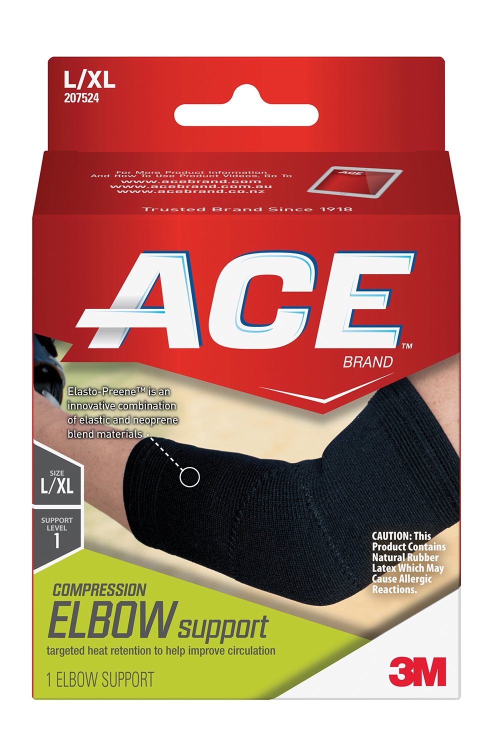 ELBOW SUPPORT, ACE ELASTO-PREENE LG/XLG (12/BX)
