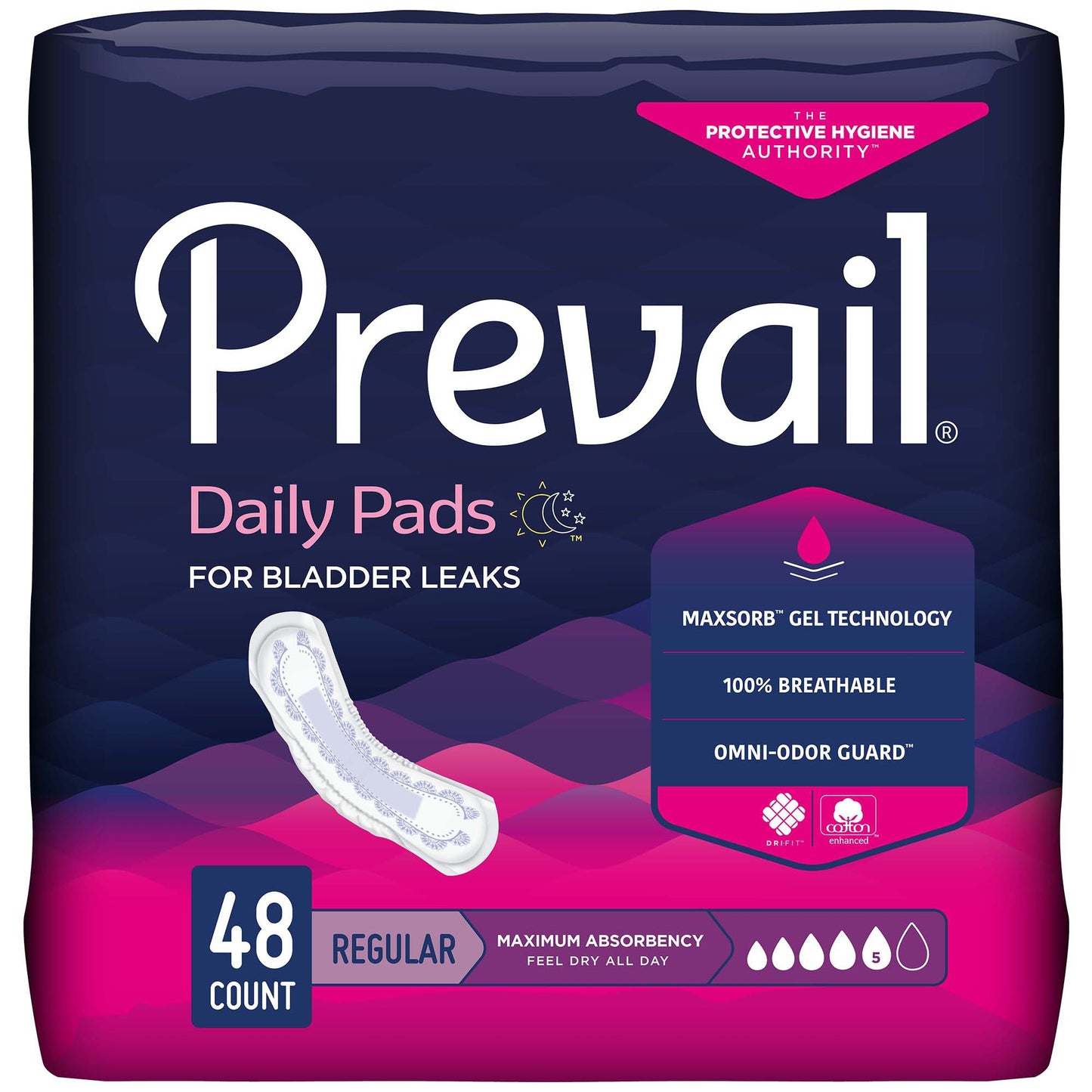 PAD, INCONT PREVAIL MAX BLADDER CNTRL (48/PK 4PK/CS)