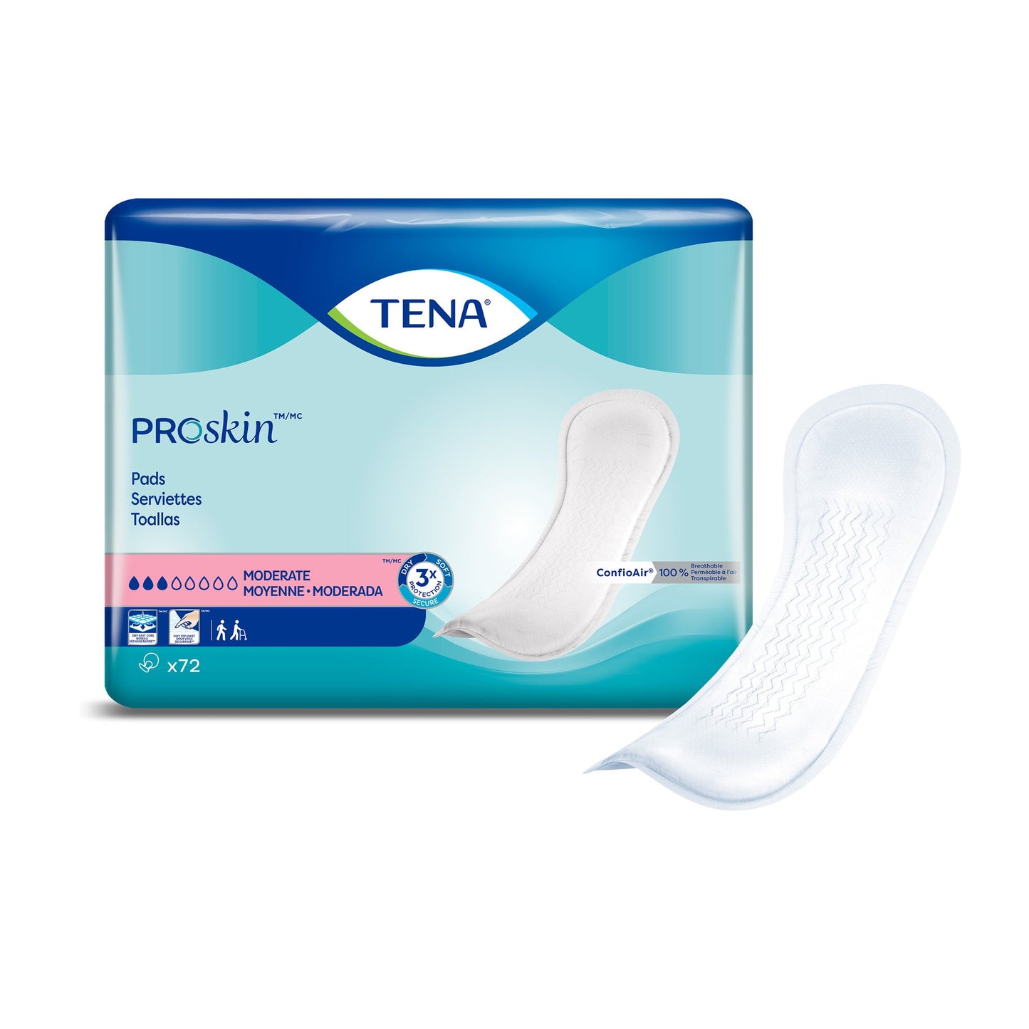 PAD, INCONT TENA MODERATE ABSORB (72/PK 3PK/CS)