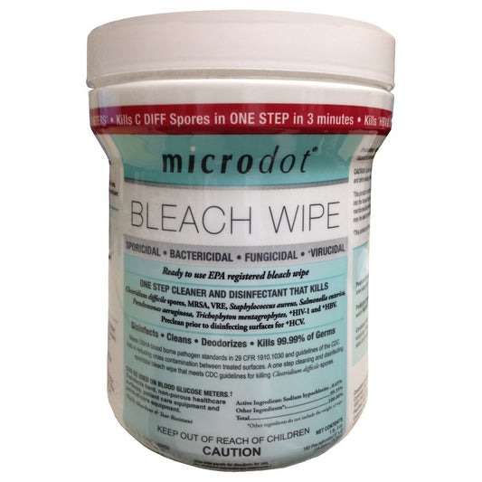 WIPE, WET BLEACH F/MICRODOT BLD GLUCOSE SYS 6X6" (12CN/CS)