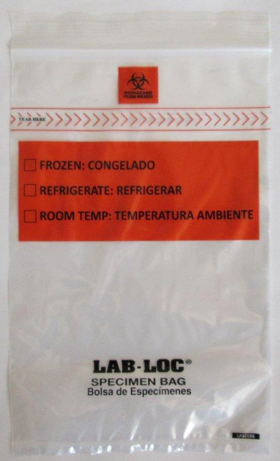 BAG, SPECIMEN CLR BIO ZIP 6X9 2MIL (100/PK 10PK/CS)