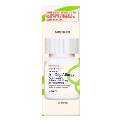 ALL DAY ALLERGY, TAB FT CETIRIZINE SM 10MG (90/BX)