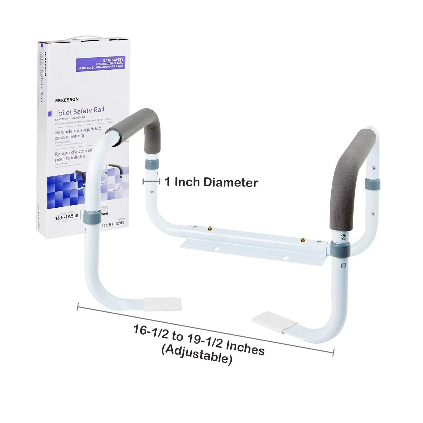 RAIL, TOILET SAFETY ADJ WIDTH 16.5"-19.5" (2/CS)