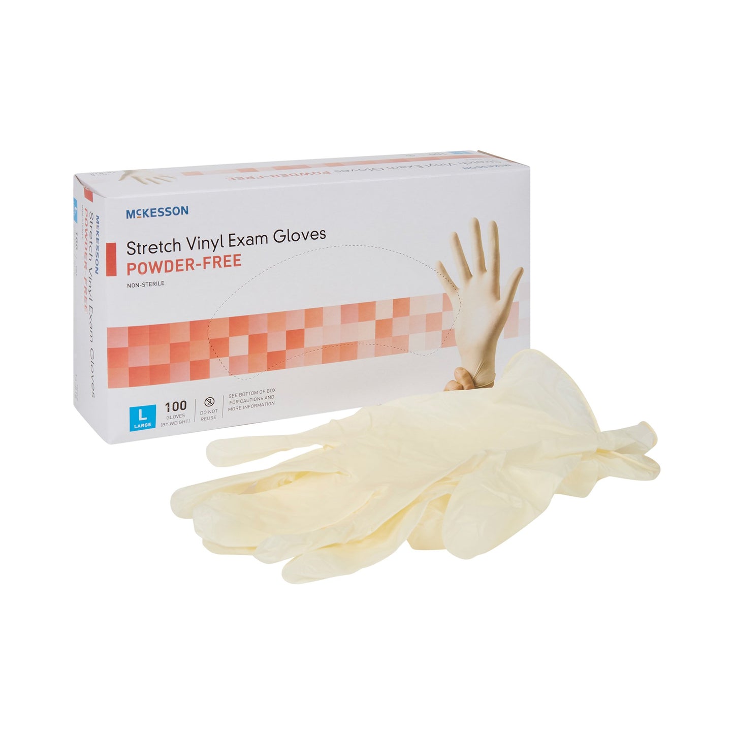 GLOVE, EXAM VNYLSTRCH LG N/S (100/BX 10BX/CS)