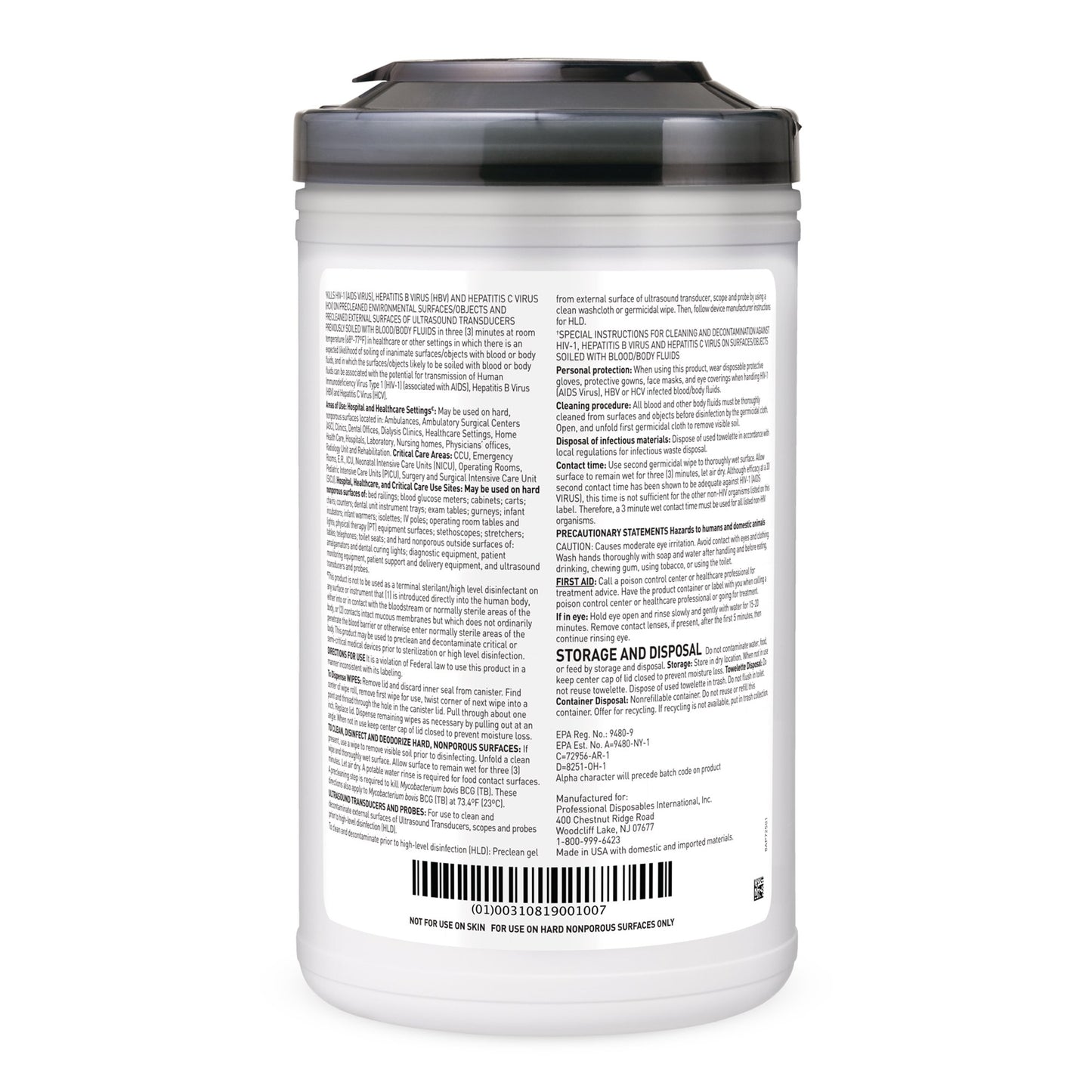 WIPE, GERMICIDAL AF3 SANI-CLOTH DISP XLG (75/CN 6CN/CS)