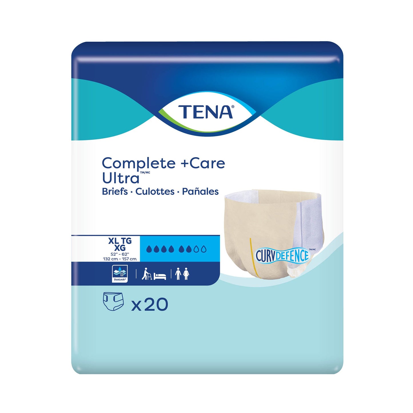 BRIEF, ULTRA TENA COMPLETE +C ARE XLG (20/PK, 4PK/CS)