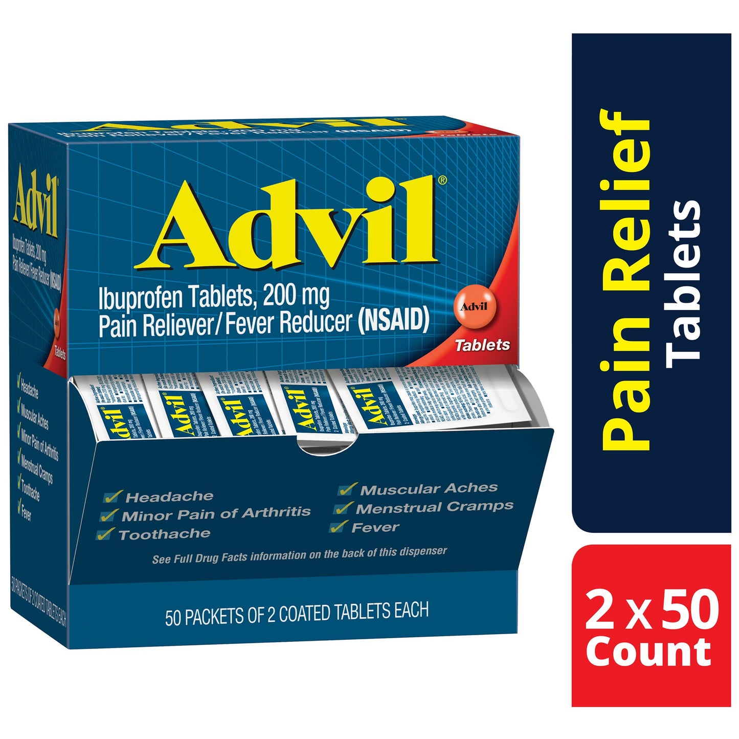 ADVIL, TAB 200MG DISPENSER 2X50 (100/BX)
