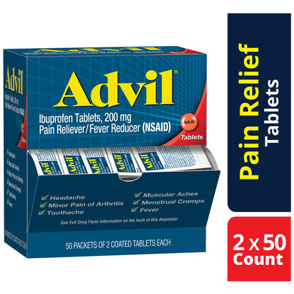 ADVIL, TAB 200MG DISPENSER 2X50 (100/BX)