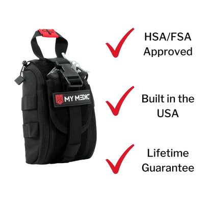 FIRST AID KIT, TFAK TRAUMA PRO 35PC NYLON BAG BLK 8X5X4"