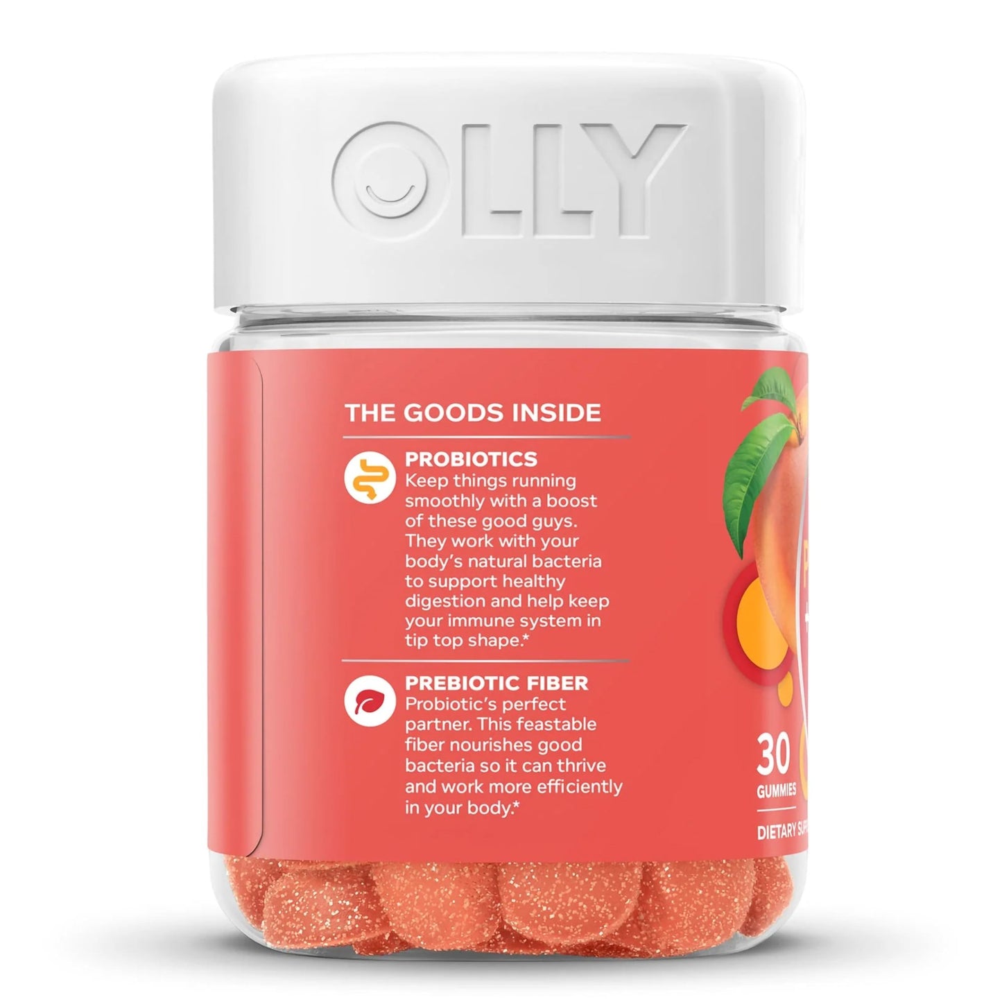 OLLY, GUMMY PROBIOTIC + PREBIOTIC PEACHY PEACH (30/BT)