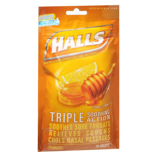 HALLS COUGH, LOZ HONEY LEMON 30/EA