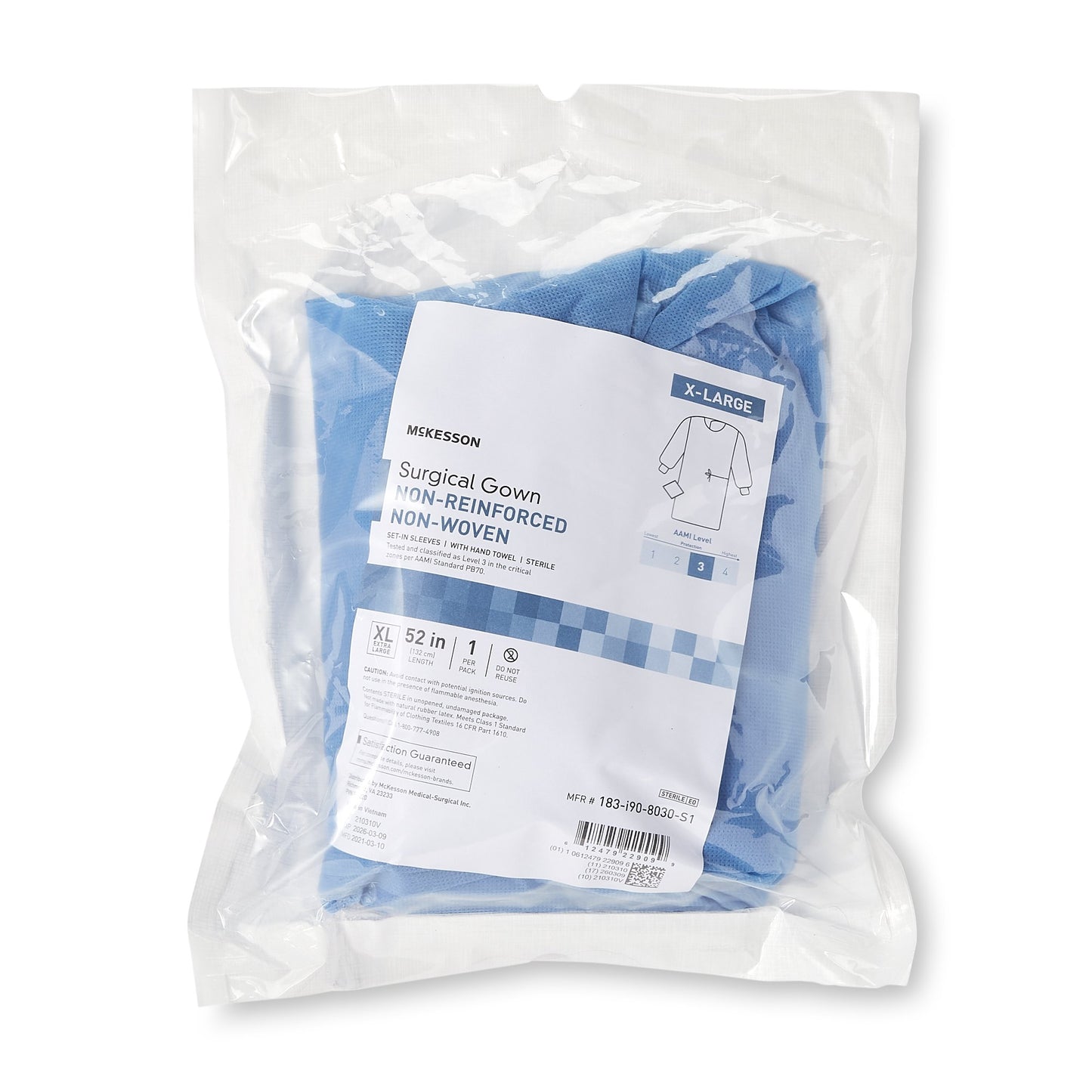 GOWN, SURG N/WOVN STR AAMI LVL3 SET-IN W/TWL XLG (28PK/CS)