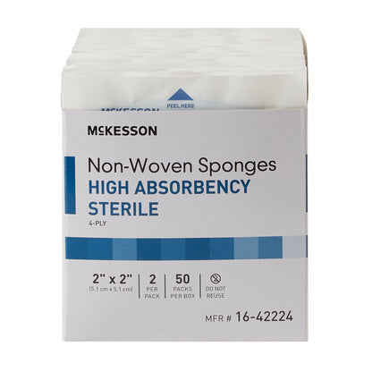 SPONGE, N/WOVN HI-ABSRB 2"X2" 4PLY STR (2/PK 50PK/