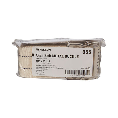 BELT, GAIT W/METAL BUCKLE WHT 60" (48/CS)