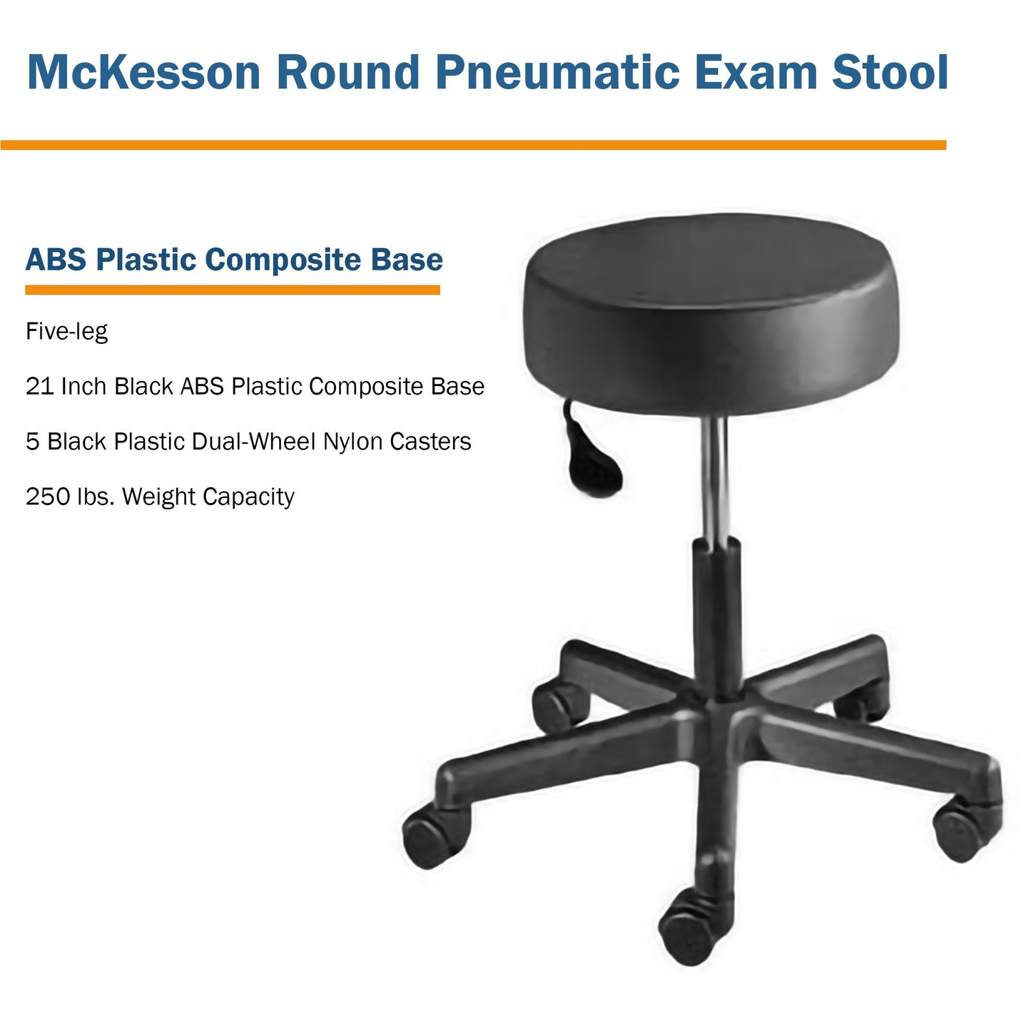 STOOL, EXAM PNEU 5LEG BLK