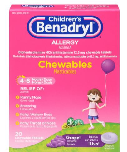 BENADRYL, TAB CHEW 12.5MG GRAPE (20/CT)