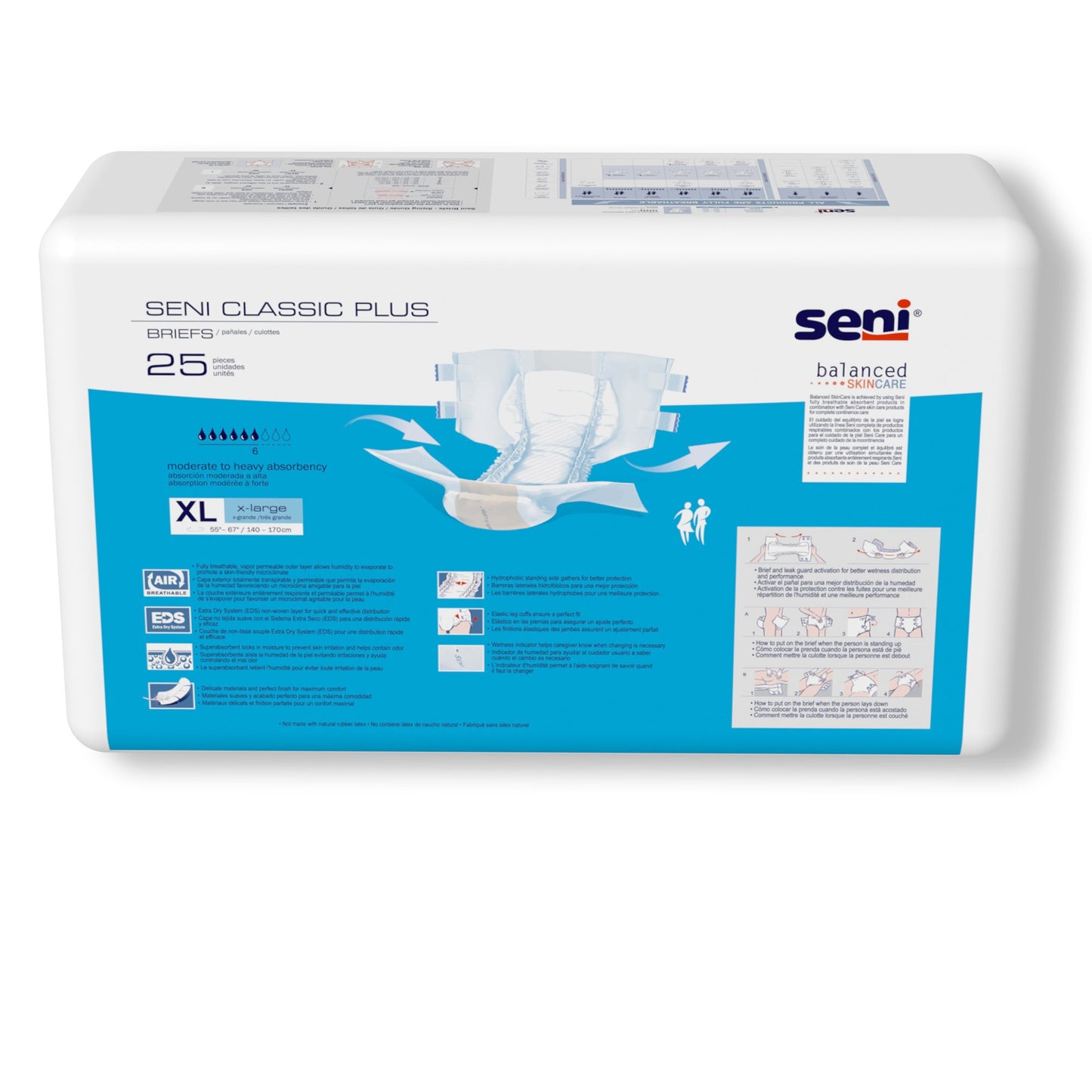 BRIEF, INCONT SENI CLASSIC PLUS XLG 55"-67" (25/PK 4PK/CS)