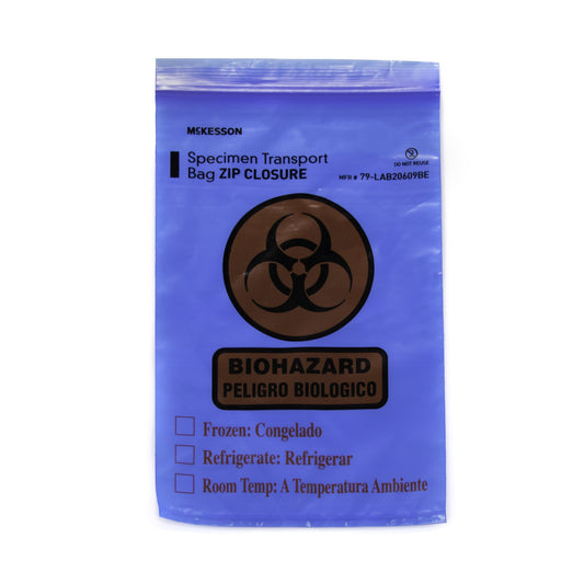 BAG, SPCMN BIOHAZ BLU OUTSIDE PCKT 6"X9" (100/PK)