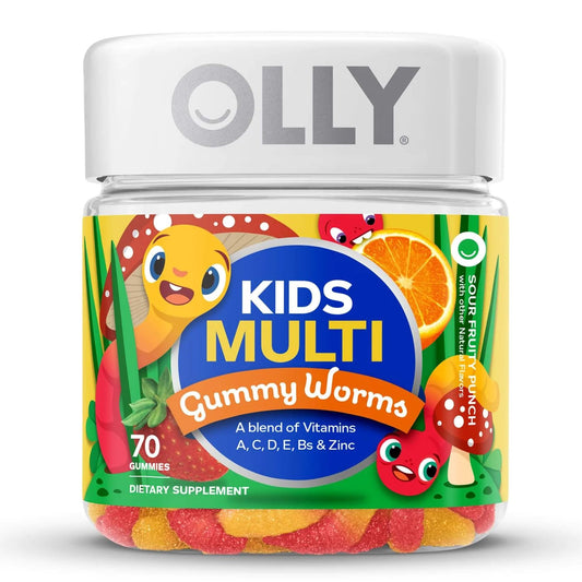 OLLY, GUMMY WORMS KIDS MULTI SOUR FRUITY PUNCH (70/BT)