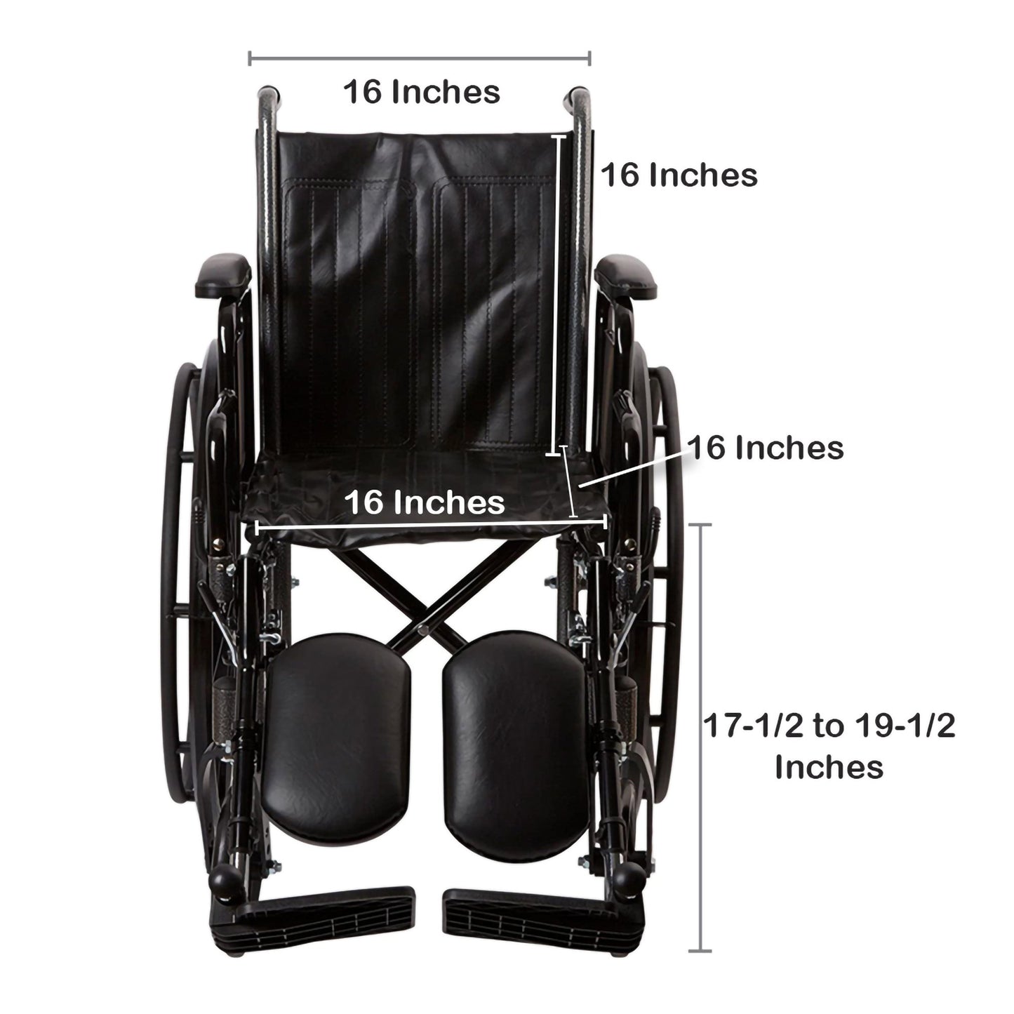 WHEELCHAIR, DDA ELR 16" 250LBS