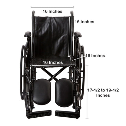 WHEELCHAIR, DDA ELR 16" 250LBS