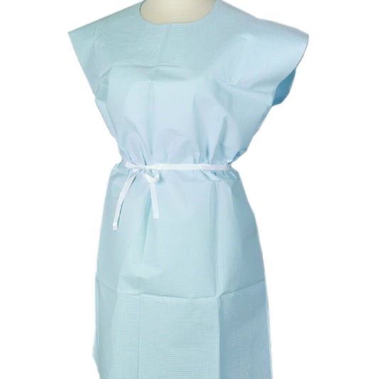 GOWN, PATIENT TISSUE BLU 30"X42" (50/CS)