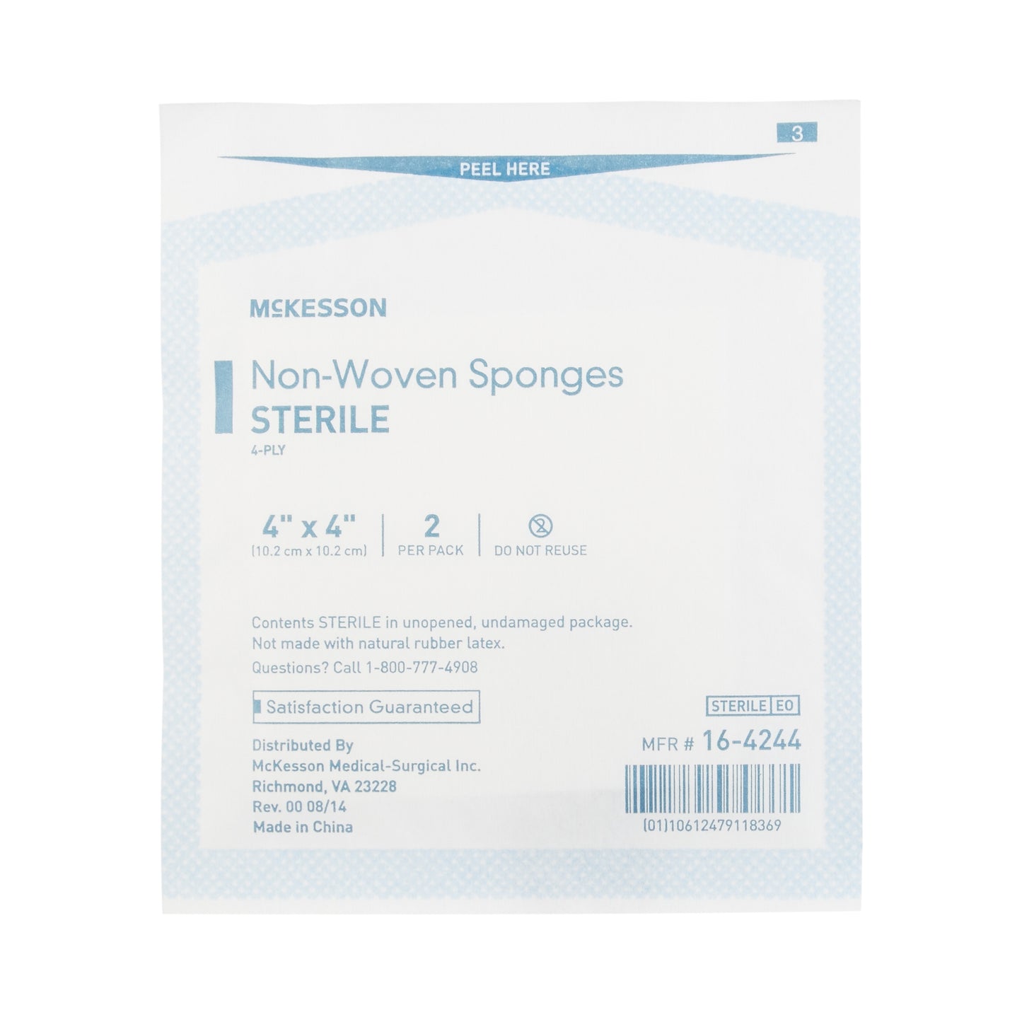 SPONGE, N/WOVN 4PLY 4"X4" STR 2'S (25PK/BX)