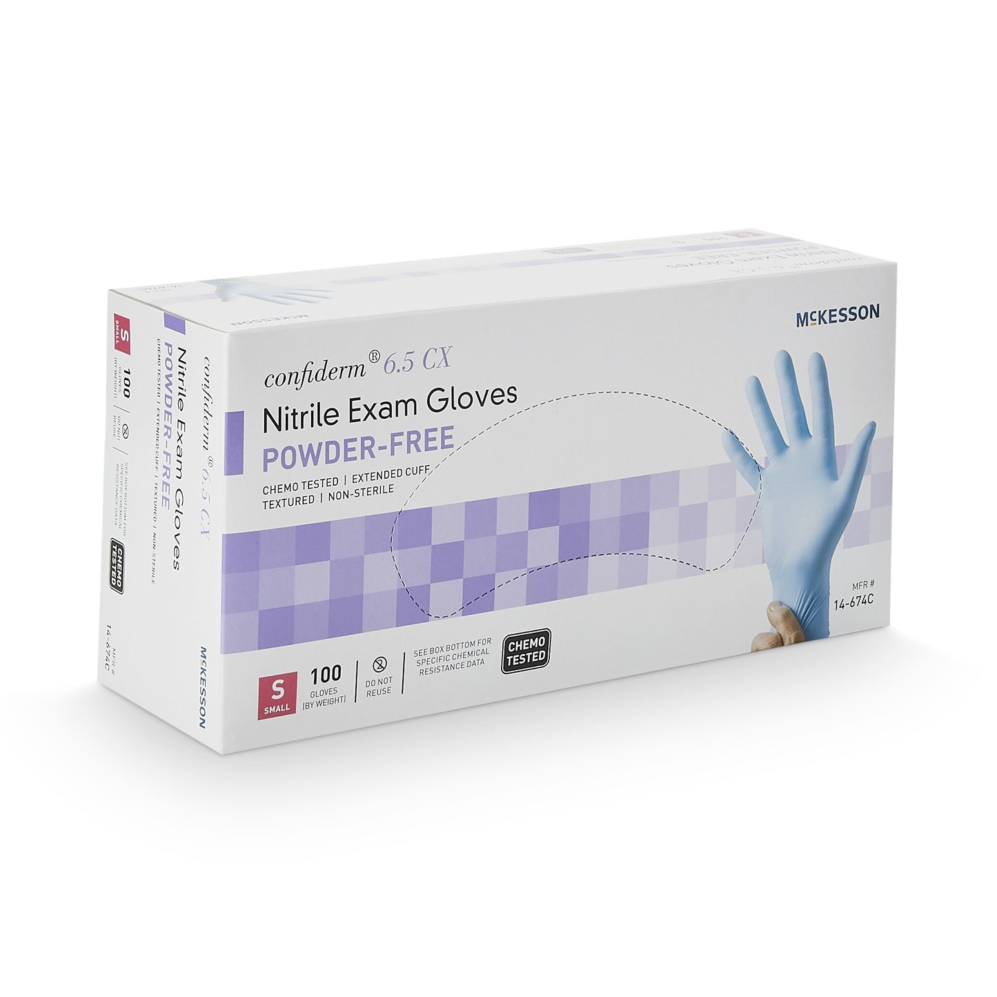 GLOVE, EXAM NTRL SM N/S EXTCF CHEMO 6.5CX (100/BX 10BX/CS)