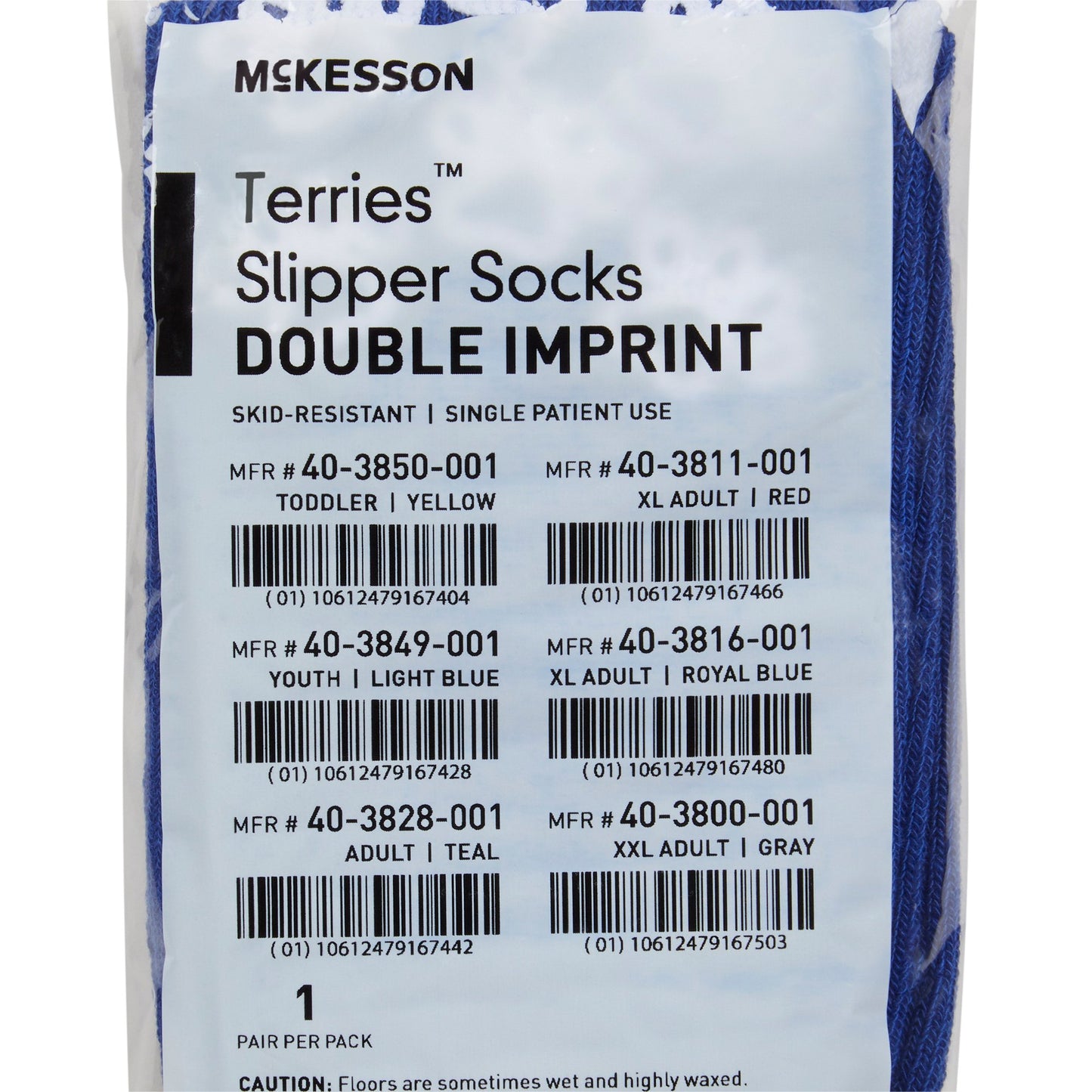 SLIPPER, TERRY DBL IMPRINTED ADLT RBLU XLG (48PR/CS)