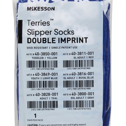 SLIPPER, TERRY DBL IMPRINTED ADLT RBLU XLG (48PR/CS)