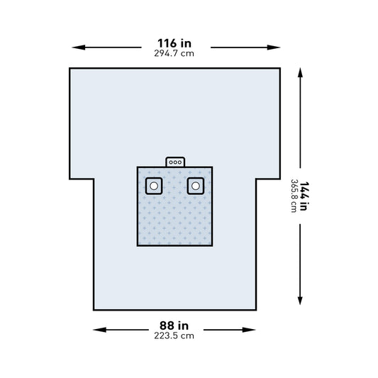 DRAPE, SURGICAL ORTHO BILATERAL 116"X88"X144" (12/CS)