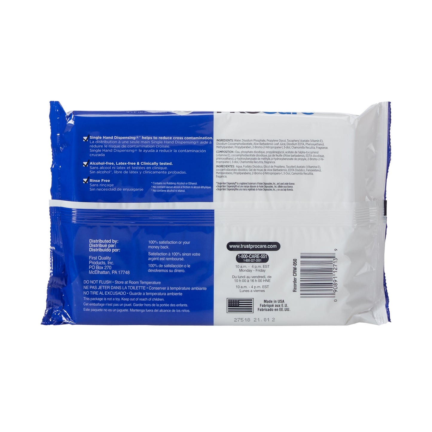 WASHCLOTH, WET PROCARE ADLT 12X8" (50/PK 12PK/CS)