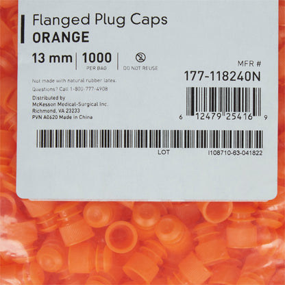 CAP, VAC TUBE ORG 13MM (1000/BG 20BG/CS)