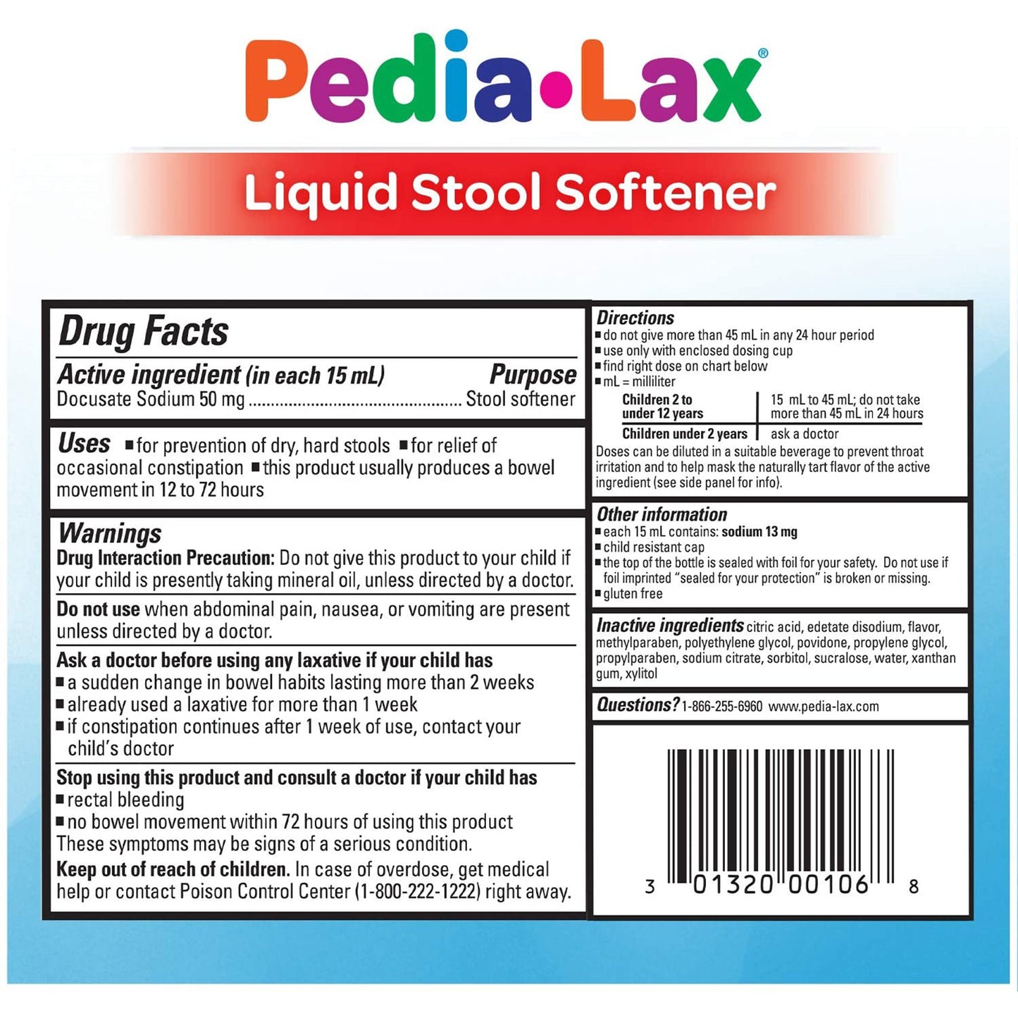 PEDIALAX STOOL SOFTNER, LIQ 4OZ
