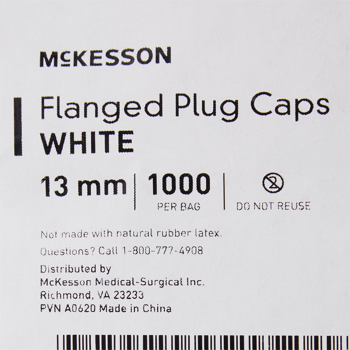 CAP, VAC TUBE WHT 13MM (1000/BG 20BG/CS)