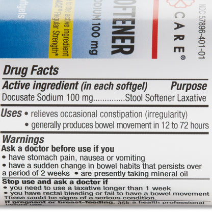 DOCUSATE SODIUM, CAP SGEL 100MG (100/BT 12BT/CS)