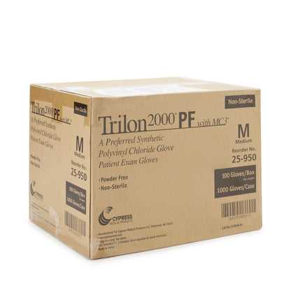 GLOVE, EXAM VNYLSTRCH MED N/S TRILON-2000 (100/BX 10BX/CS)