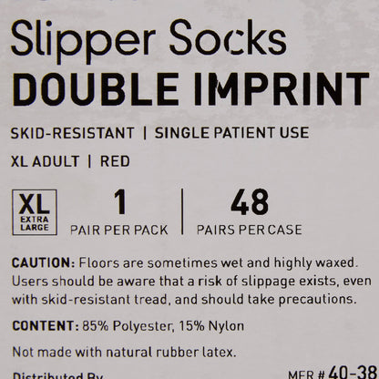 SLIPPER, TERRY DBL IMPRINTED ADLT XLG RED (48PR/CS MGM40
