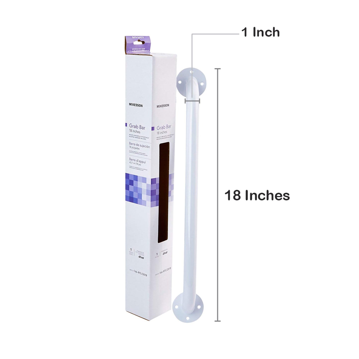 BAR, GRAB MOUNT PDR COATED WHT18" (3/CS)