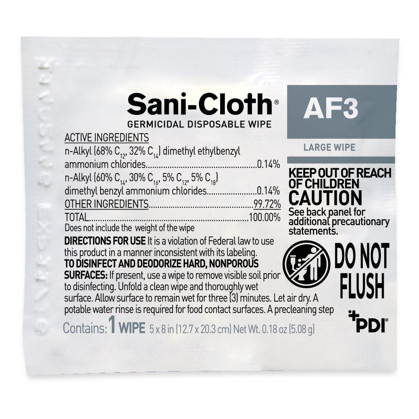 WIPE, DRY SANI-CLOTH AF3 LG 5X8 INDIVIDUAL PACK (50/BX 10BX)