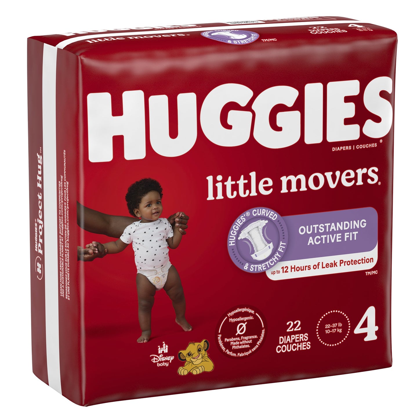 DIAPER, HUGGIES LITTLE MOVERS JUMBO SZ4 (22/PK 4PK/CS)