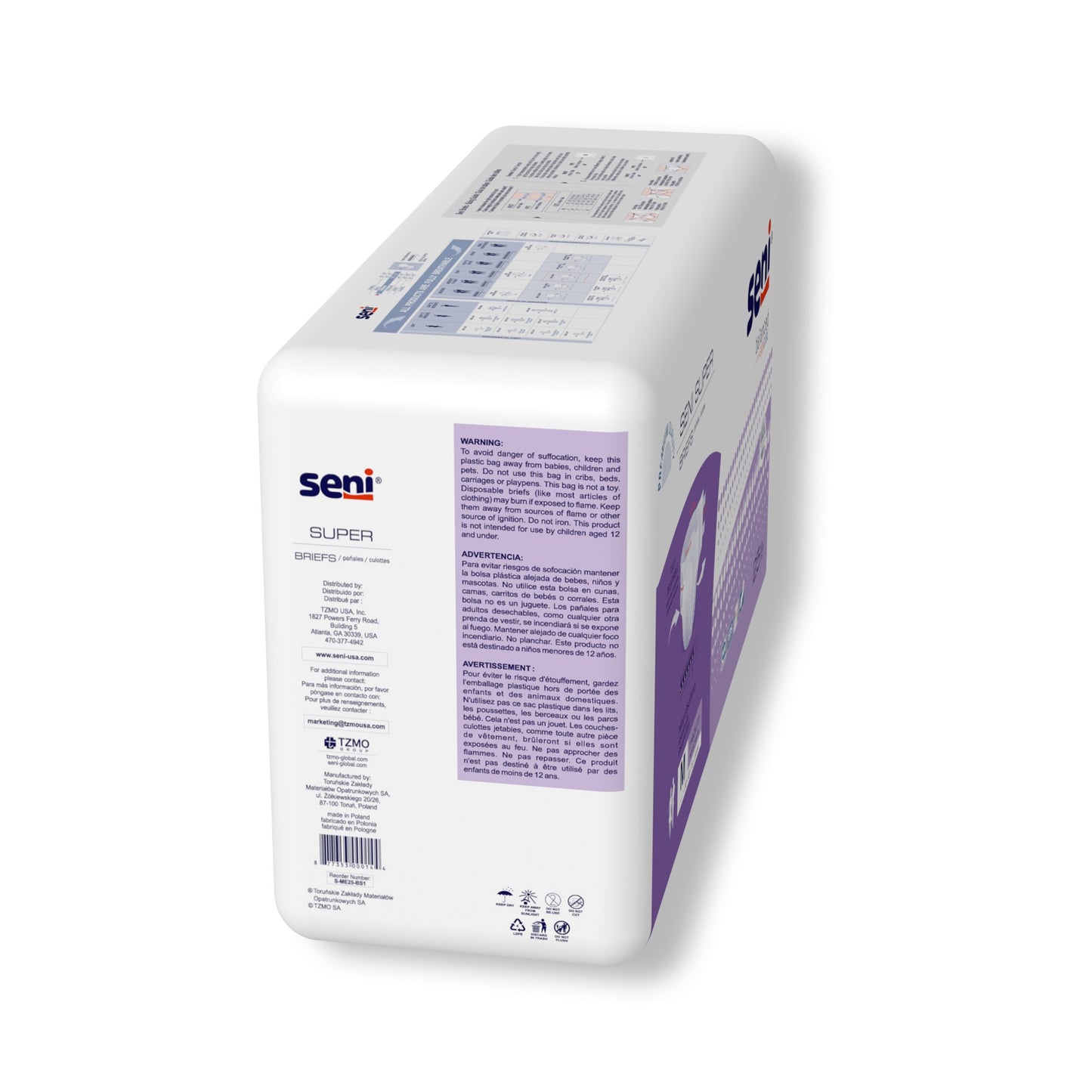 BRIEF, INCONT SENI SUPER MED 30"-43" (25/PK 3PK/CS)