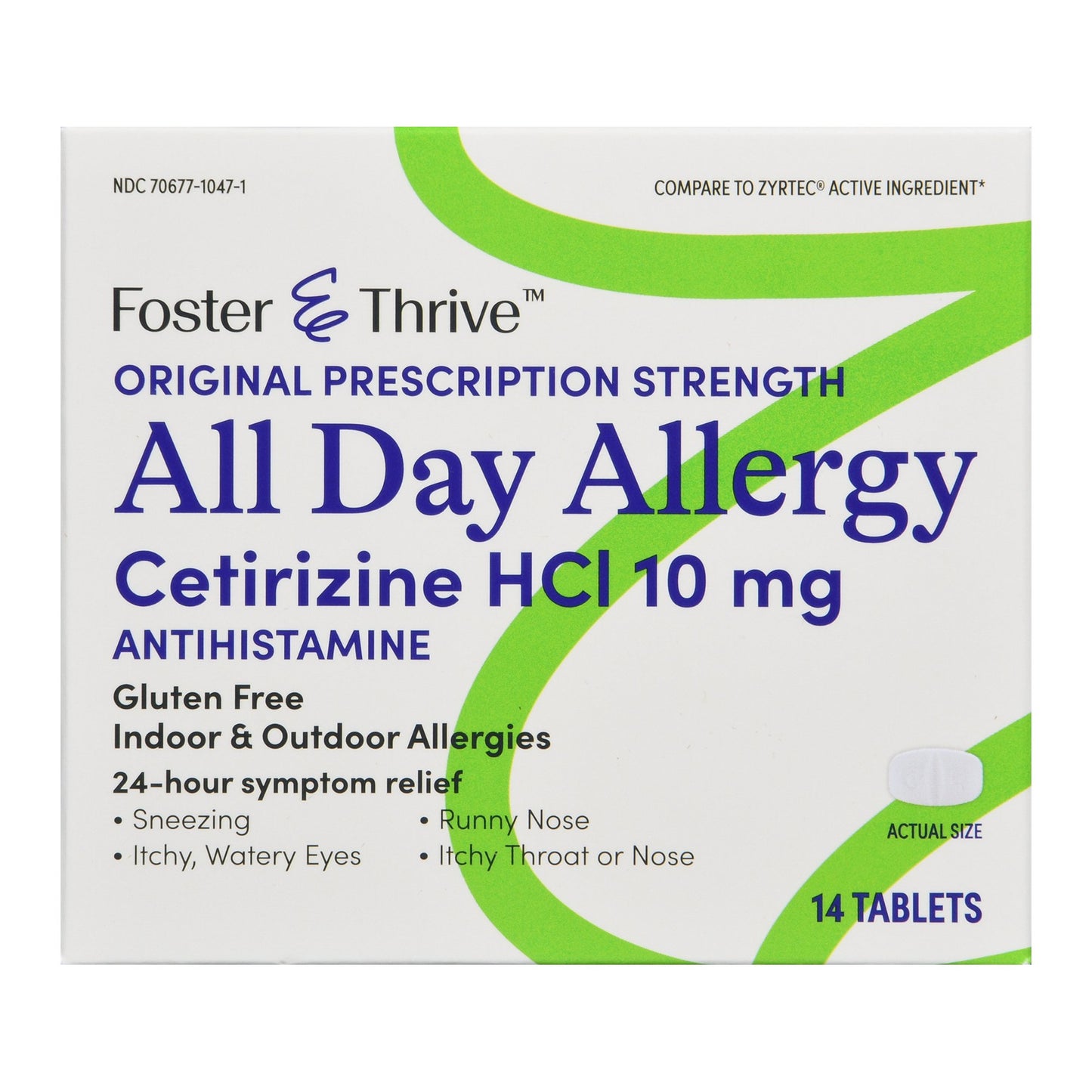ALL DAY ALLERGY, TAB FT CETIRIZINE HCL 10MG (14/BT)
