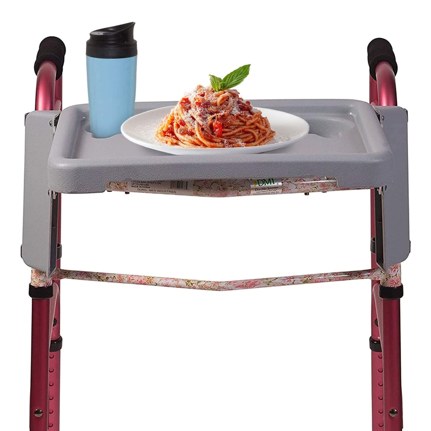 TRAY, WALKER DMI FOLDING W/CUPHOLDERS GRY