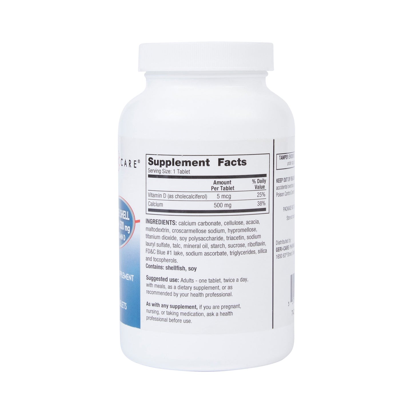 OYSTER SHELL CALCIUM, TAB 500MG +VITMN D3 200IU (250/BT)